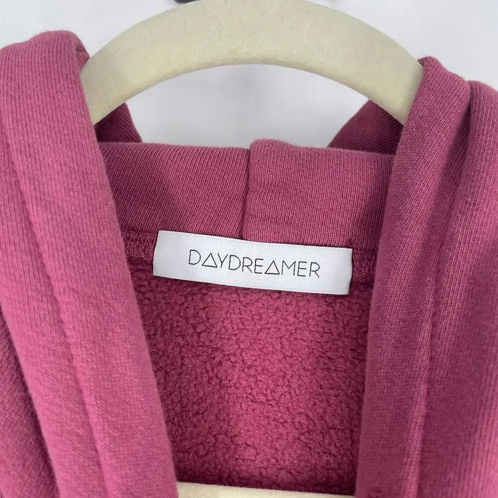 Daydreamer Def Leppard Too Late For Love Oversized Hoodie Sweatershirt Pink XS